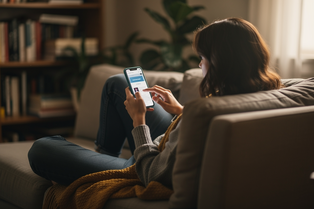 Reader tapping a tracking link inside a newsletter email on their phone
